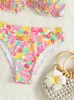 Designer Swimsuit Women Bikini sets surfen Single Adult Flower Print Geplooed Steel Tote Bikini Swimsuit