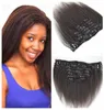 12inch26inch pleine tête Yaki Clip dans les extensions de cheveux naturel noir grossier yaki cheveux humains brésiliens crépus droites 100 cheveux humains7299891