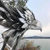Estatuetas decorativas grande aço inoxidável projeto de escultura de paisagem parede de metal espelho de referência externo fabricante