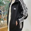 Men's Hoodies Needles Tide Butterfly Embroidered Casual Sports Black Jacket Webbing Mens Womens Lapel Zipper Good Quality AWGE Loose Coat