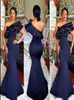 2019 Navy Blue Mermaid Bridesmaid Dresses One Shoulder Ruffles Tiered Top Sweep Train Plus Size African Maid of Honor Gowns2743840