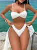 Costumi da bagno da donna 2024 Set da 3 pezzi Costume da bagno da donna Perizoma bikini sexy con gonna pareo Costume da bagno da spiaggia Copricostume bianco