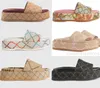 Pantoufles d'été plage sandales de créateurs femmes sandales diapositives pour hommes pantoufles chaussures de luxe sandales célèbres femmes de créateurs plat fond épais broderie imprimée