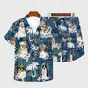 Tracksuits masculinos HX Shih Tzu Havaiano Conjunto Moda Animal Cão 3D Impresso Lapela Camisa Shorts Praia Surf Homens para Mulheres Sunmmer Roupas