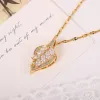 New Zircon Leaf Pendant Necklace Women's hort Leaf Pendant