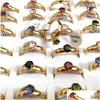 Rings 30Pcs Ring For Women Comfort-Fit 4Mm Colored Cubic Zirconia Stainless Steel Zircon Lovers Bride Party Jewelry Gift Dro Dhgarden Dhayg