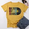 女性用Tシャツ1982ベストメンズパーティー40歳の誕生日シャツ100％コットンストリート衣類女性Tシャツ短袖トップ240322