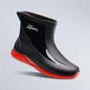 Herren-Regenstiefel, kurze Baustelle, rutschfeste, verschleißfeste Outdoor-Gummischuhe sowie wasserdichte Baumwollschuhe für den Winter 240309