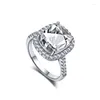 Clusterringen Grensoverschrijdende luxe S925 sterling zilveren ring met vierkante bloemgeslepen 8A zirkoon gesimuleerde diamant
