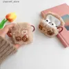 Accessori per auricolari funda per AirPods pro /1/2/3/pro2 Custodia cartoon orso coreano custodia per cuffie carina airpods3 peluche TPU airpod2 Cover air pods proY240322