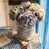 Kunstbloemen, kunstbloemen, zijden hortensia, vaas voor huisdecoratie, accessoires, bruiloft, decoratieve nepplanten, kerstslinger, materiaal Y240322