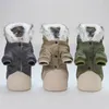 Dog Apparel Thick Pet Clothes Cats And Dogs Two-legged Denim Military Style Warm Cotton For Autumn Winter