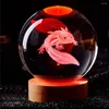 Figurines décoratives boule de cristal 3D, ornements avec Base en bois, cadeau d'anniversaire créatif lumineux pour amis