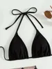 Damenbadebekleidung Dreiteiliger Bikini Frauen Badeanzug 2024 Sexy Solide Bikinis Set Hohe Taille Tanga Cover Up Badeanzüge Sommer
