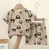 Sommar ny koreansk kort set baby halv ärm topp pojkar shorts casual lösa kläder barnkläder