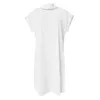 Robes décontractées Plus Taille Coton Lin Chemise Robe Femmes Été Col Roulé Blanc Pour Creux Bohème Plage Vacances Robes