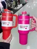 Mugs Winter Pink Shimmery With 40OZ H2.0 Tye dye Mugs Cups Cosmo Pink Tumblers Thermal Insulated 40 Oz 2nd Generation Target Red Capacity Car Cups Q240322