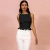 Kvinnors tankar 2024 Summer Fashion Sweet Lace Slim Slimming Axless ärmlösa Vest Clothing Crop Y2k Top Croped T-shirt