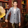 Blazer con paillettes Giacca con paillettes lucide Abiti di Halloween Blazer a due bottoni Tuxedo Disco Glitter Party Blazer per uomo Cena 240313