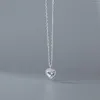 Colgantes Marca Estilo coreano Collar de plata de ley 925 con diamante Amor Dulce Cadena de clavícula Damas Día de San Valentín Regalo de cumpleaños