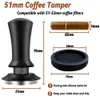 Strumento WDT calibrato da 51 mm caricato a molla, pressa con tappetino in silicone, pressino con base piatta in acciaio inossidabile al 100% per caffè espresso Hine (51 mm, nero)