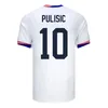 24 25 PULISIC MCKENNIE Camisa de futebol ERTZ ALTIDORE PRESS WOOD MORGAN LLOYD 2024 2025 América Camisa de futebol Estados Unidos Camisetas EUA USMNT PLAYER Men Kit