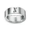 Bandringen Retro initialen Zegelring voor mannen 8 mm Bky zware stempel mannelijke roestvrijstalen letters aangepaste sieraden cadeau hem drop levering Dha19