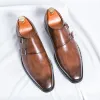 Buty męskie buty przyczynowe skórzane biuro Oxford Włochy w stylu ręcznie robione buty dla mężczyzn czarne derby buty buty design brązowy