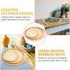 Dinnerware Sets 3Pcs Hand-woven Bamboo Baskets Multi-function Mesh Strainers Household Trays
