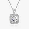 Pendants Lady Sterling 925 Silver Necklace With Pendant Made Of Imitate Sapphire And Zircon Simple Elegant Style For Tea Party Or Office