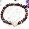 MG2095 6 MM A Grade Uruguay Garnet Copper Beads Tree Of Life Charm Bracelet Womens Grounding Root Chakra Wrist Mala