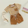 Ensembles de vêtements Vêtements pour bébés en bas âge Garçons Ensemble court T-shirt à manches courtes avec short à taille élastique Tenue d'été pour enfants