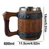 Mugs Simulation Wooden Barrel Beer Cup Handmade Antique Coffee Mug Whiskey Metal Insulated Bar Drinking