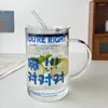 Vinglas 1000 ml glaskoppar med lock och halm söta kaffemuggar stora för drycker te vatten koreansk mjölksaft öl kopp dricker