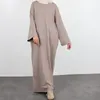 Vestuário étnico moletom abaya solto vestido muçulmano liso desportivo abayas para mulheres dubai casual wear turquia ramadan islâmico kaftan robe