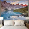 Tapisseries murales de paysage de montagnes et de cascades, tapisserie naturelle mystérieuse, tapis de décoration de fond de maison Hippie