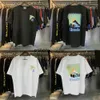 Homens camisetas 24SS New Moonlight Tropical T-shirt para Mens Casal Estilo Moda Grande Carta de Corrida de Coco Impresso com Etiqueta H240401