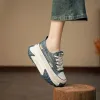 Skor maogu kilskor 2023 kvinnlig 6 cm höjd ökar damer andas denim tyg casual sko canvas ny kvinna plattform sneakers