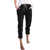 Pantalons pour femmes 2024 été décontracté couleur unie coupe ample taille haute leggings élastique sexy maigre crayon jean femmes cordon de serrage