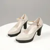 21 Dress Shoes High Heels Women Platform Thick Heel Black White Designer Elegant Casual Fashion Round Toe Office 47211 471