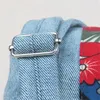 Borse a tracolla Borsa a tracolla in lino di cotone stile giapponese con cerniera blu fiori aperti donne singole per lo shopping da viaggio