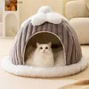 Cat Beds Furniture Winter Comfort Pet House Dog Soft Nest Dog House Sleeping Cave Cat Dog Warm Thick Tent Bed Nest Y240322