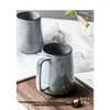 Tazas 650 ml Europa Taza de cerámica retro con cuchara Café Oficina creativa Té Bebida Drinkware Parejas Regalo