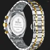 Montres-bracelets multifonctions montre pour hommes en acier inoxydable montres à quartz affaires décontracté or argent étanche horloge lumineuse relogio