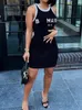 Luxury Dress Sleeveless Slim-Fit Hip Wrap dress Black letter print to ankle maxi dress temperament charm everything casual Trend fashion Summer breathable letter
