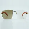 directe verkoop nieuwste high-end zonnebril met meekleurende glazen met snijdende lens 4189706-A houten stokjes met natuurlijk oranje patroon, maat: 58-18-135 mm
