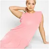 Plus Size Dresses Sleeveless Summer Elegant Maxi Smock Dress Women Frill Sleeve Long Fit Flare Chic Tank Casual Beach 6Xl Drop Deliver Otdqa