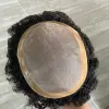 Toupees toupees 10mm derin kıvırcık toupee için insan europen insan saç değiştirme sistemi erkekler saç parçası mono dantel ile PU ile Afrika Amerika