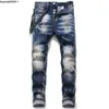 Unique Hommes En Détresse Déchiré Bleu Skinny Hommes Jeans Créateur De Mode Slim Fit Lavé Moto Denim Pantalon Lambrissé Biker Pantalon {catégorie}