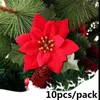 Flores decorativas 14cm favores de casamento decoração artificial fontes de festa poinsettia árvore de natal presente de natal glitter ornamento